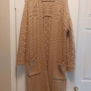 Michael Kors Beige Cable Knit Open-Front Cardigan